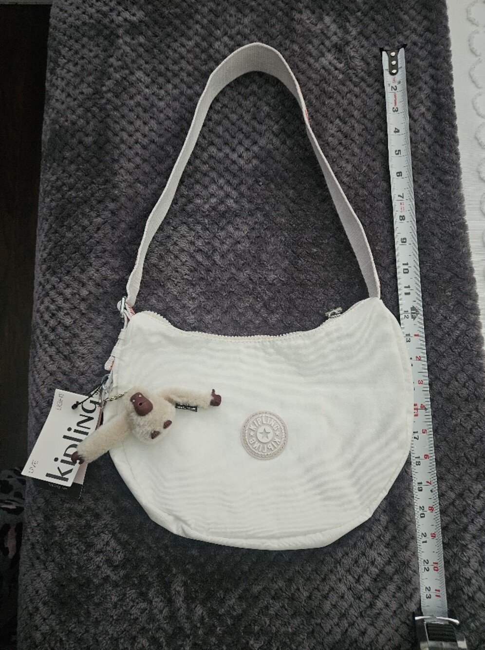 NWT Kipling White Crossbody Bag with Pink Accent Strap